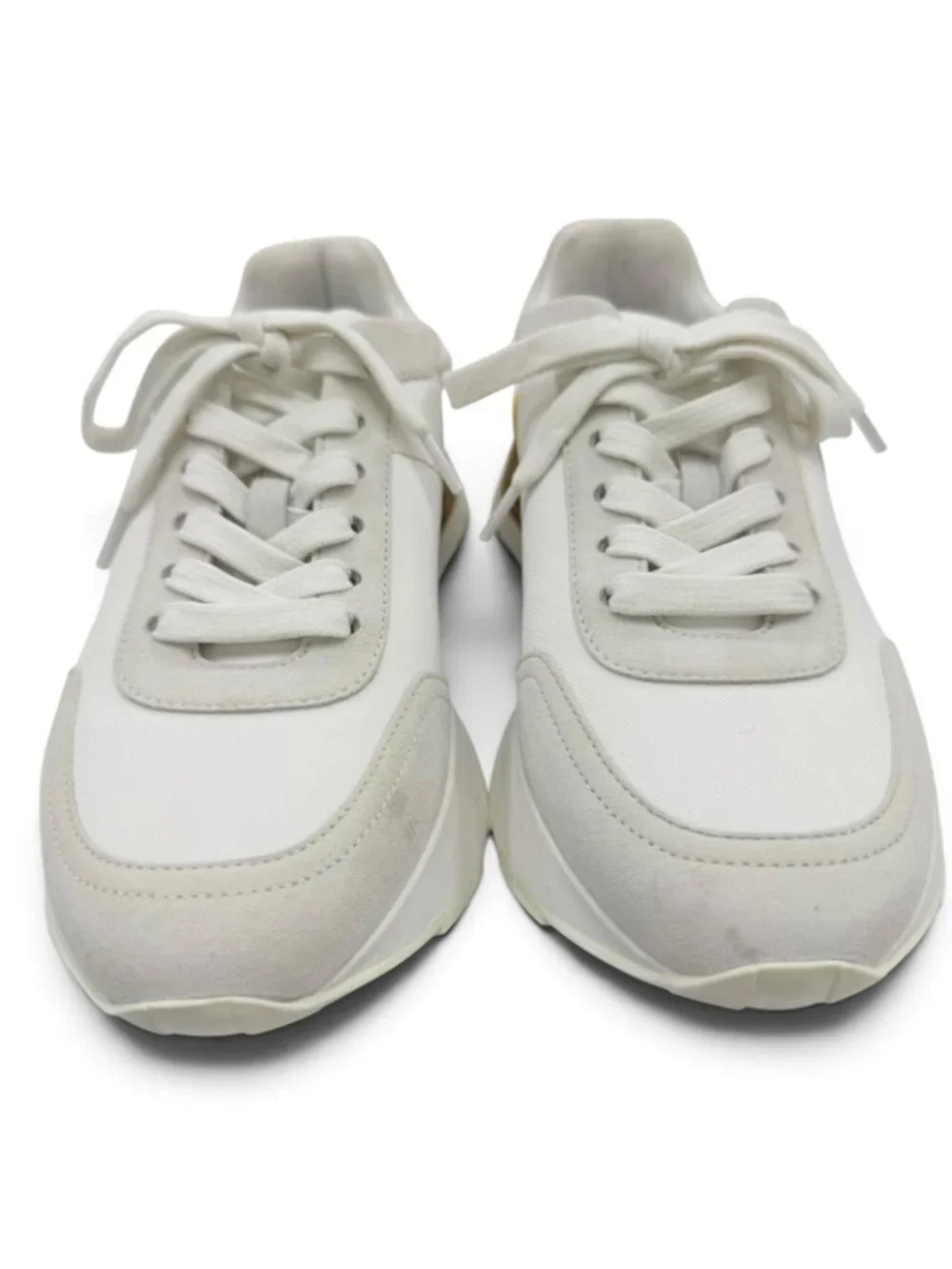 Hermes Drive Suede Leather Low-Top Sneakers White